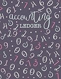 Accounting Ledger Simple Cash Book Accounts Bookkeeping Journal For Small Business Log Track Record Expenses Income Pastel Purple Pink Duck Egg Numbers Pattern