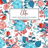 Ella 2020 2021 Weekly Planner Two Year Planner Personalized Name Planner Floral Print Calendar