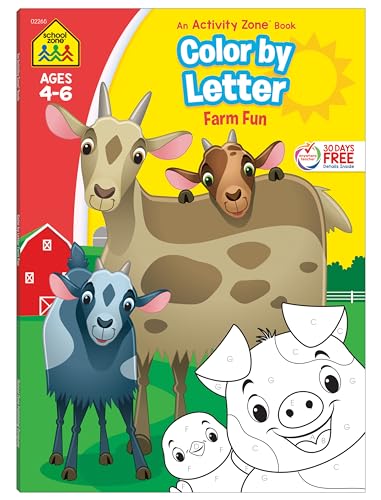 Cover of School Zone Color by Letter Farm Fun Workbook