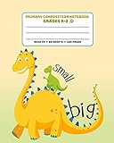 Primary Composition Notebook Grades K2 Small Big Story Paper Journal Dashed Midline And Picture Space School Exercise Book Orange Dino Dinosaur Era Series Jurassic Dinosaurs Primary Notebook