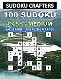 100 Sudoku Easy Medium Large Print One Puzzle Per Page