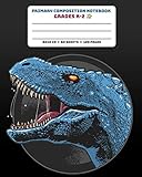 Primary Composition Notebook Grades K2 Story Paper Journal Dashed Midline And Picture Space Exercise Book Blue Trex Dinosaur Era Series Jurassic Primary Composition Book