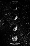 Bullet Journal Moon Phases On The Starry Sky Dot Grid Dotted Notebook 6x9 100 Pages Black White