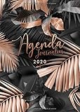 Agenda 2020 12 Mois Journalier 2020 Format A5 Janvier Dcembre 2020 Planificateur Semainier Simple Graphique Motif Feuille De Palmier Tropical Or Rose Et Noir