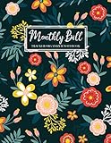 Monthly Bill Tracker Organizer Notebook Beautiful Floral Cover Monthly Bill Payment Checklist And Due Date Organizer Plan For Your Expenses Simple Payment Tracker Log Amount Column