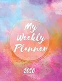 My Weekly Planner 2020 2020 Year At A Glance Two Page Monthly Spreads Two Page Weekly Spreads With Horizontal View Watercolor Splash Pink Purple Orange