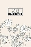 2020 Daily Diary A5 Day On A Page To View Full Do1p Planner Lined Writing Journal Black White Line Art Growing Flowers Design