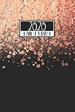 2020 Daily Diary A5 Day On A Page To View Full Do1p Planner Lined Writing Journal Black With Rose Gold Confetti Design