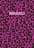Magali Personalized Pink Leopard Print Notebook Animal Skin Pattern College Ruled Lined Journal For Notes Diary Journaling Wild Cat Theme Design With Cheetah Fur Graphic