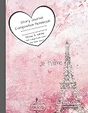 Story Journal Composition Notebook Draw Write Half College Ruled Lines Half Blank Space Combined Note And Sketch Workbook Top Bottom Paris Eiffel Tower Soft Pastel Activity Book