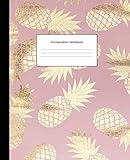 Composition Notebooks Pink Gold Pineapples Wide Ruled Blank Lined Cute Notebooks For Girls Teens Women School Home Writing Notes Journal