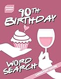 90th Birthday Word Search Large Print Puzzle Book Cupcake Celebration Cover