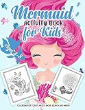 Mermaid Activity Book For Kids Ages 48 A Fun Kid Workbook Game For Learning Coloring Dot To Dot Mazes Word Search And More