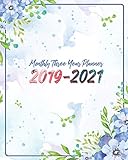 Monthly Three Year Planner 20192021 Blue Sky And Floral Cover For 36 Months Calendar Agenda Planner 8 X 10
