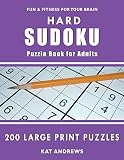 Hard Sudoku Puzzle Book For Adults 200 Large Print Puzzles