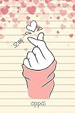 Kpop Lovin Finger Heart Sign Oppa Notebook For Loyal Armys Girly Cute Hearts College Ruled School And Personal Journal For Women
