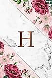 H Cute Initial Monogram Letter H Dot Grid Bullet Notebook Pretty Personalized Journal Diary With Dotted Grid Pages For Writing Note Taking For Nifty Pink Grey Marble Gold Floral Print