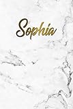Sophia Cute Grey Marble Gold Personal Dot Grid Journal Nifty Personalized Name Dot Gridded Bullet Notebook For Girls Women