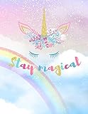 Stay Magical Unicorn Notebook For Girls Wide Ruled With Lined Pages Composition Book Journal 85 X 11 Large