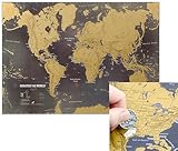 Scratch The World Carte Du Monde Gratter Noire Avec Lieux De Voyage Gratter Dtail Cartographique 841 Cm L X 594 H Cm