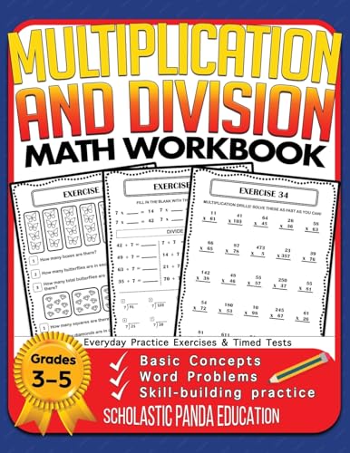 Multiplication and Division Math Workbook for 3rd 4th 5th Grades cover