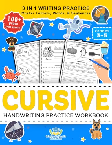 Cursive Handwriting Practice Workbook for 3rd 4th 5th Graders cover