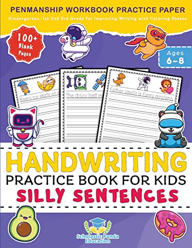 Handwriting Practice Book for Kids Silly Sentences cover