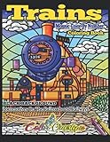 Trains Mosaic Color By Number Coloring Book - BLACK BACKGROUND- Locomotives On The Railroads And Railways: Steam Engines and Electric Train Art For Stress Relief and Relaxation (Adult Color By Number)