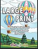 Large Print Color by Number for Adults - BLACK BACKGROUND: Coloring Book Volume 2 - A Variety of Simple, Easy Designs for Relaxation (Large Print Color By Numbers)