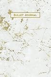 Bullet Journal Gold Vein White Marble 160 Dot Grid Journaling Pages 6 X 9 Blank Notebook With 14 Inch Dotted Paper