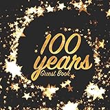 100 Years Guest Book Birthday Party Keepsake For Family And Friends To Write In Square Gold Star Swirl