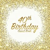 40th Birthday Guest Book Party Celebration Keepsake For Family And Friends To Write Best Wishes Messages Or Sign In Square Golden Glitter Print
