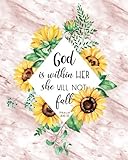 God Is Within Her Bible Quote Psalm Rose Marble Sunflower Blank Bullet Journal 160 Dot Grid Pages 8 X 10 Blank Bullet Journal Notebook With 14 Inch Dotted Paper Perfect Bound Softcover