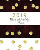 2019 Weekly Monthly Planner Calendar Schedule Organizer And Journal Notebook With Inspirational Quotes And Gold Glitter Polka Dots Cover