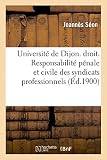 Universit De Dijon Facult De Droit Responsabilit Pnale Et Civile Des Syndicats Professionnels