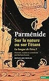 Sur La Nature Ou Sur L'%C3%A9tant. La Langue De L'%C3%AAtre