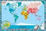 Ma Carte Du Monde Pour Enfants : 1 Poster + 1 Planche De Stickers Repositionnables