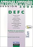 Annales Corriges Des Examens De Lintec Defc Session 2003