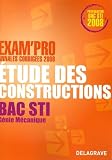 Etude Des Constructions Bac Sti Gnie Mcanique Annales Corriges