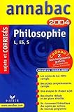 Annabac 2004 Philosophie L Es S Corrigs
