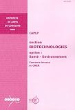 Caplp Section Biotechnologies Option Santenvironnement Concours Interne Et Caer