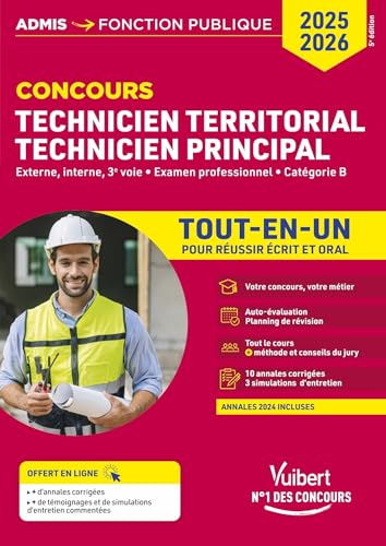 Concours Technicien territorial — Technicien principal — Catégorie B — Tout-en-un 2025-2026