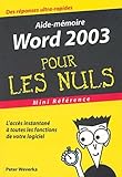 Word 2003 : Mini R%C3%A9f%C3%A9rence Pour Les Nuls