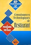 Connaissances Technologiques De Restaurant Bep Et Cap Restauration Le Programme En 100 Pages