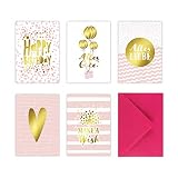 5 Geburtstagskarten Im Set Inkl Umschlge In Pink Rosa Glckwunschkarten Zum In Din A6 Mit Edler Folienprgung In Gold Klappkarten Zum Geburtstag Hochzeit Geburt Firmung Konfirmation