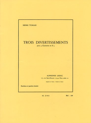 トマジ: クラリネット四重奏のための3つのディヴェルティメント｜ルデュック社｜クラリネットの画像