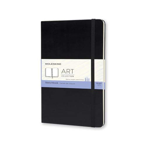 Moleskine Art Sketchbook, Hard Cover, Large (5" x 8.25") Plain/Blank, Black, 104 Pages
