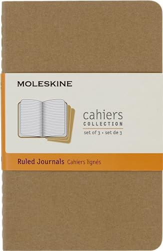 Moleskine Cahier Journal, Soft Cover, Large (5.5" x 3.5") Ruled/Lined, Black, 80 Pages (Set of 3)
