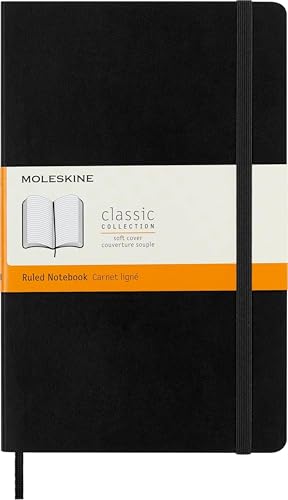 Moleskine Classic Notebook, Soft Cover, Large (5" x 8.25") Ruled/Lined, Black, 192 pages