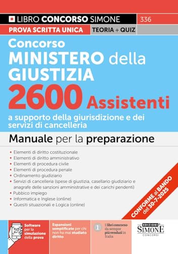 Concorso Ministero della Giustizia 2600 Assistenti a supporto della giurisdizione e dei servizi di cancelleria